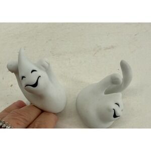 Partylite Halloween Ghost Candle Huggers Ceramic Taper Ornaments P7026 Set of 2